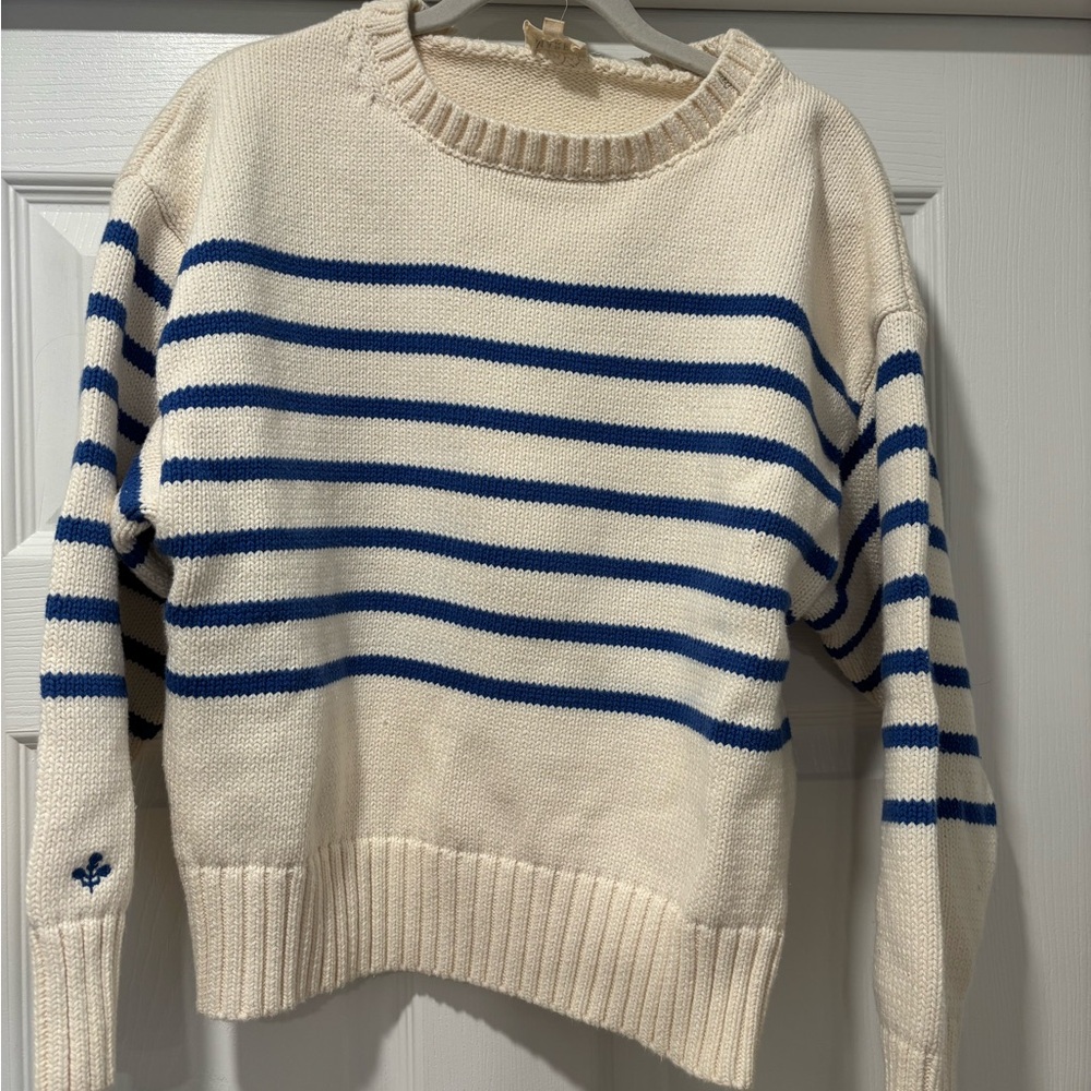 Nautical Striped Cream and Blue Women's Sweater
